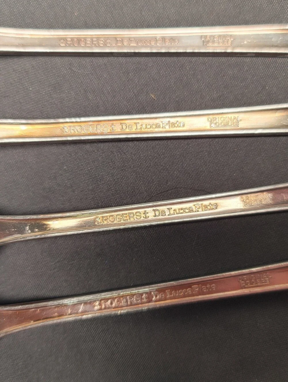 Vintage Wm Rogers Silver Plated Mountain Rose Dinner Forks. Set of 4